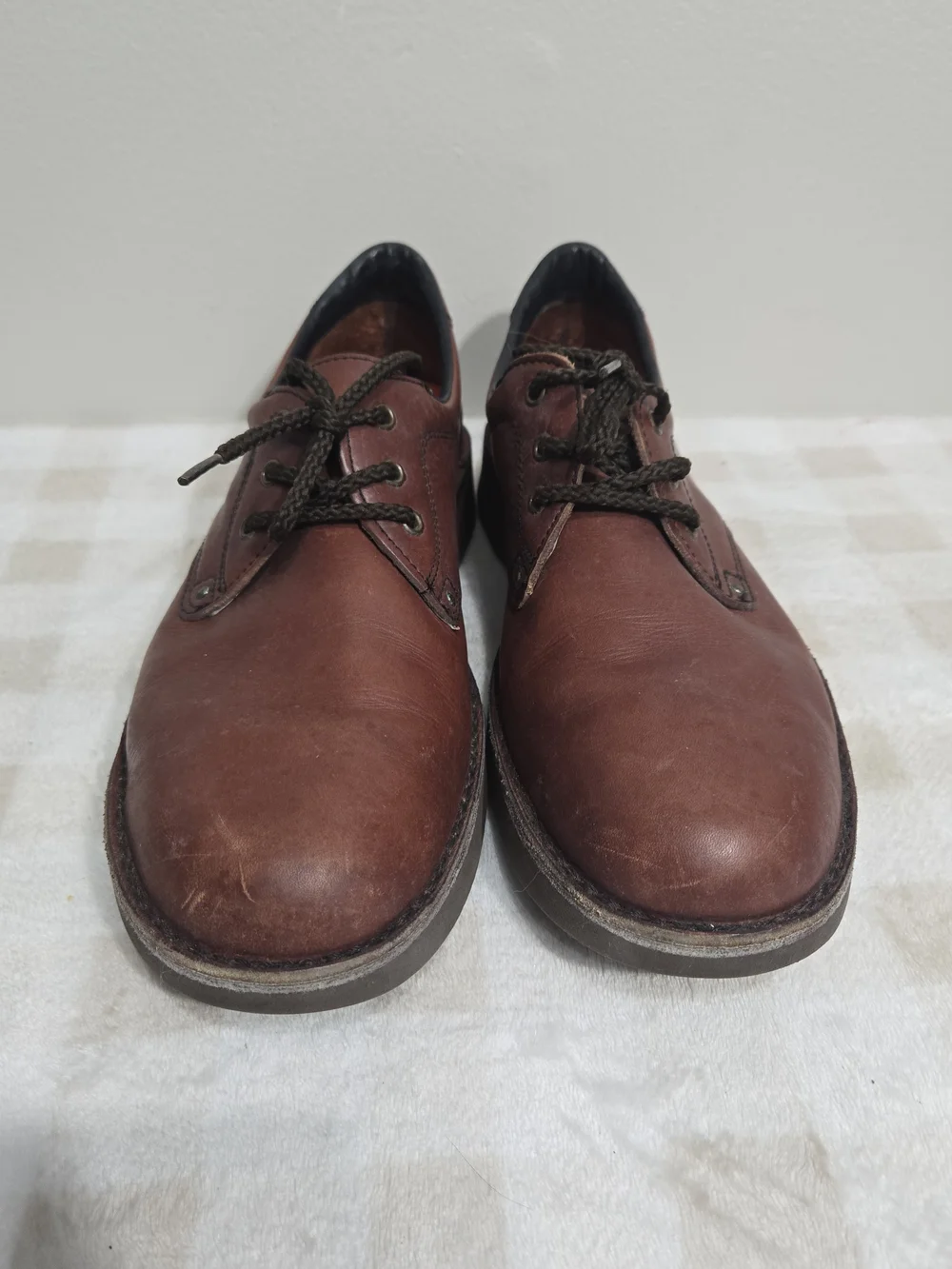 Rockport Men's Brown Leather Lace-Up Derby Dress Shoes Round Toe 12 M
